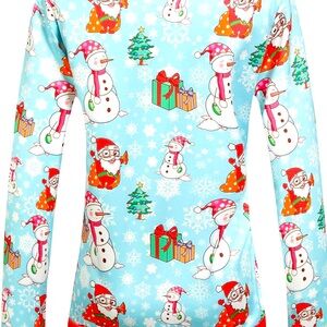New women’s ugly Christmas sweater sweatshirt small snowman Santa SSLR boutique